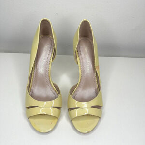 Jean-Michel Cazabat Yellow Olina Open-Toe D'Orsay Leather Stiletto Heel 38 7.5